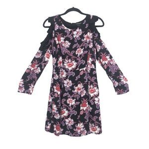 Club Monaco Womens Size 4 Black Floral Cold Shoulder Dress